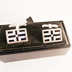 925 Mother Of Pearl and Onyx Cufflinks NEW